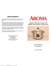 Aroma PRC-550 Instruction Manual & Cooking Manual