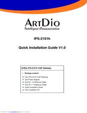 ArtDio IPS-2101h Quick Installation Manual