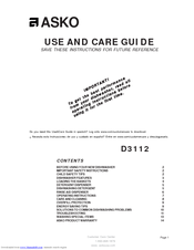 Asko D3112SS Use And Care Manual