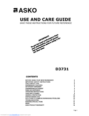 Asko D3731 Use And Care Manual