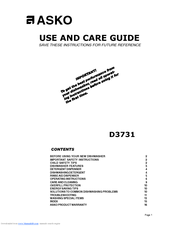 Asko D3731XLHDSSENC Use And Care Manual