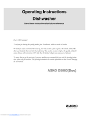 Asko D5883XXL Operating Instructions Manual
