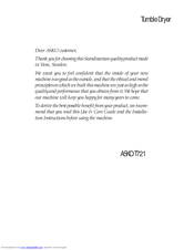 Asko T721 User Manual