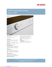Asko T753 Specifications