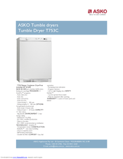 Asko T753C Specifications