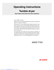 Asko T783 Operating Instructions Manual