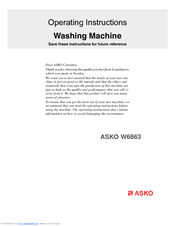 Asko W6863SS Operating Instructions Manual
