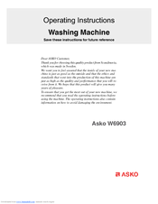 Asko W6903SS Operating Instructions Manual