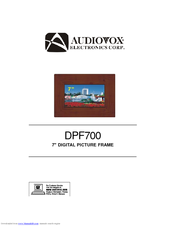 Audiovox DPF700 - Digital Photo Frame Instruction Manual