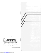 Audiovox MVX-855XL Owner Operating Instructions