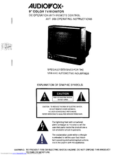 Audiovox AVT-988 Operating Instructions Manual