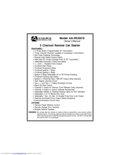 Audiovox AA-RS30CS Owner's Manual