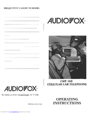 Audiovox CMT-500 Operating Instructions Manual
