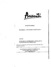 Avanti 1201W-1 Instruction Manual