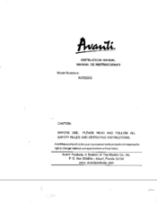 Avanti N252BG Instruction Manual