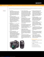 Sony DSLR-A200W - a Digital Camera SLR Specifications