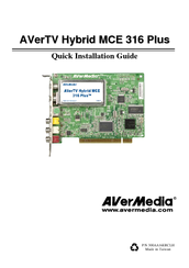 Avermedia AVerTV Hybrid MCE 316 Plus Quick Installation Manual