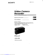 Sony CCD-CR1 - Video Camera Recorder 8mm Operating Instructions Manual