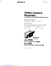 Sony CCD-TR940 - Video Camera Recorder Hi8&trade Operating Instructions Manual