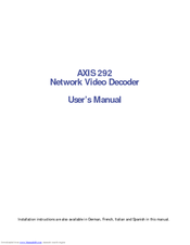 Axis 292 User Manual