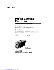Sony CCD-TR516 - Video Camera Recorder Hi8&trade Operating Instructions Manual