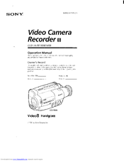 Sony CCD-TR98 - Video Camera Recorder 8mm Operation Manual