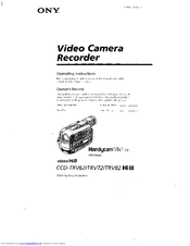 Sony Handycam Vision Hi8 CCD-TRV62 Operating Instructions Manual