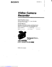 Sony CCD-TRV99 - Video Camera Recorder Hi8&trade Operating Instructions Manual