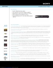 Sony BDP-S560 Specifications