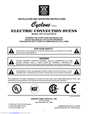 Bakers Pride Cyclone CO11-E1 Install And Operation Instructions