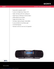 Sony ZS-BT1 - Boombox With Bluetooth Technology Specifications