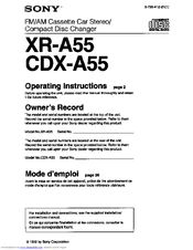 Sony XR-A55 - Fm/am Cassette Car Stereo Operating Instructions Manual