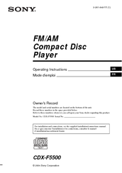Sony CDX-F5500  (XT-XM1) Operating Instructions Manual