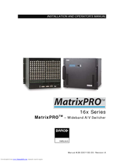 Barco MatrixPRO MP-1608AD Installation And Operator's Manual