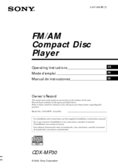 Sony CDX-MP30 Operating Instructions Manual