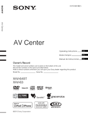 Sony XAV-63 Operating Instructions Manual