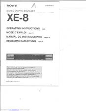 Sony XE-8 - Graphic Equalizer Operating Instructions Manual