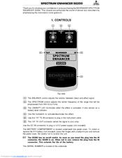 Behringer Spectrum Enhancer SE200 User Manual