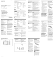 Sony XM-zzr3301 - Amplifier Operating Instructions