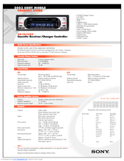 Sony XR-CA350X - Fm-am Cassette Car Stereo Specification