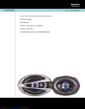 Sony XS-GTX6931 Marketing Specifications