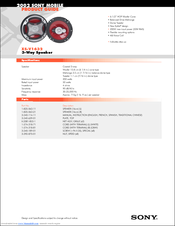 Sony XS-V1632 Marketing Product Manual