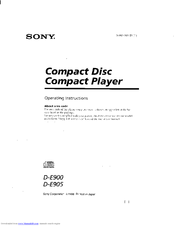 Sony D-E900 Operating Instructions Manual
