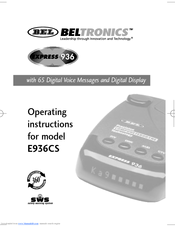 Beltronics Express 936 Operating Instructions Manual