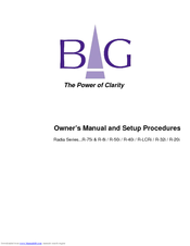 Bg Radia Series R-20i Setup And Owners Manual