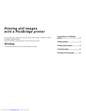 Sony DSC-T1 PictBridge Printer Printing Manual