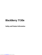 Blackberry 7100 - 7130E - SAFETY AND Safety And Product Information