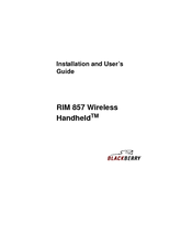 Blackberry RIM 857 Wireless Handheld r Installation And User Manual