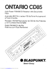Blaupunkt Ontario CD85 Owner's Record