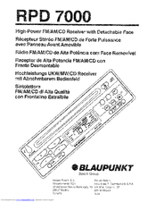 Blaupunkt RPD 7000 Owner's Record